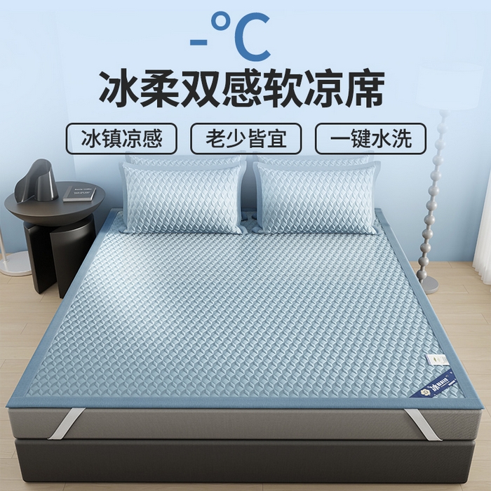91家纺网 家纺一手货源 找家纺 伊被源 2024新款冰豆豆凉感PE软凉席--映象 映象-兰