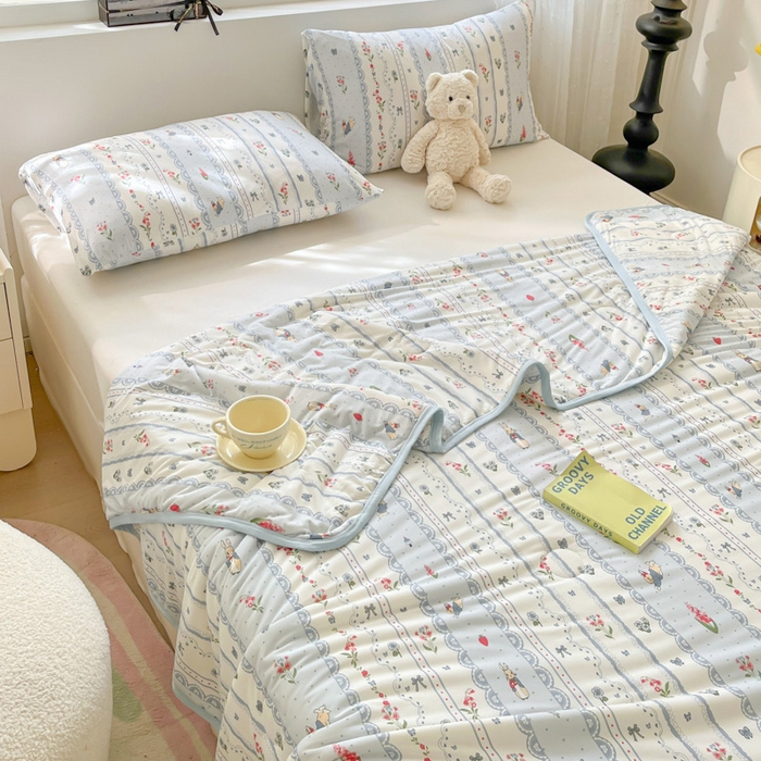 91家纺网 家纺一手货源 找家纺 葡萄家 2024新款A类母婴级大豆纤维牛奶丝针织棉夏凉被 奶昔小兔