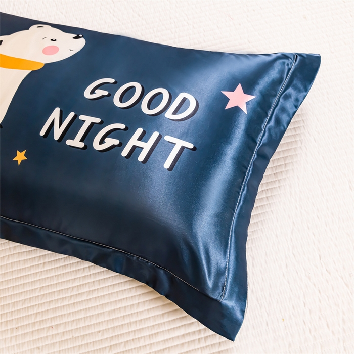 91家纺网 家纺一手货源 找家纺 梦舒羽2025新款可水洗冰丝双人枕套凉爽枕头套枕芯套 白白熊