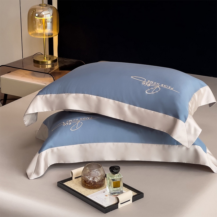 91家纺网 家纺一手货源 找家纺 瑞驰家纺 2024新款60兰精天丝四件套-罗莎琳 晴空蓝