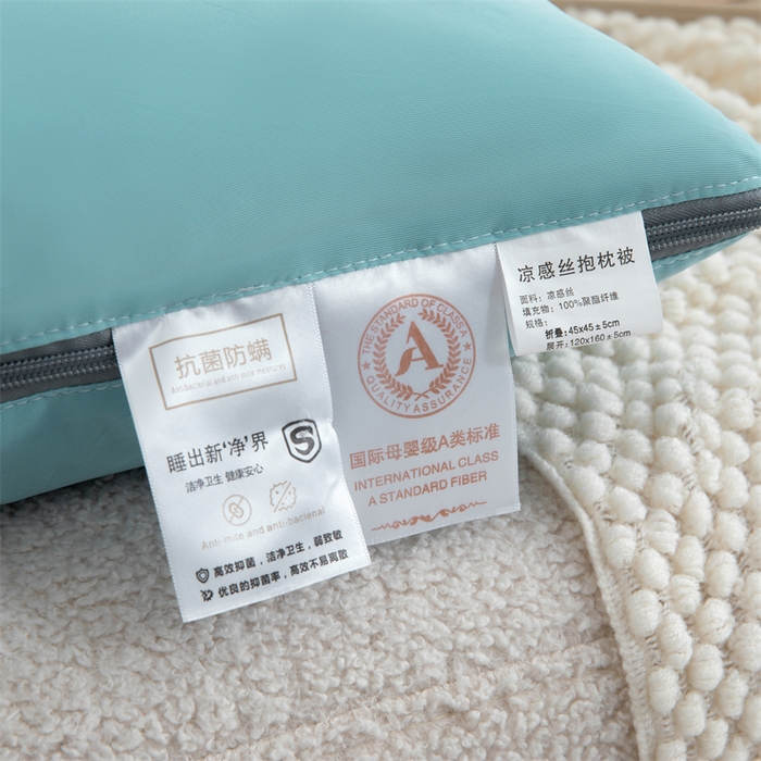 91家纺网 家纺一手货源 找家纺 照世 2024新款凉感丝贴布绣抱枕被 云水绿