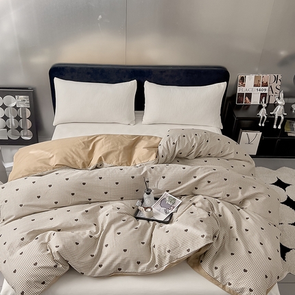 91家纺网 家纺一手货源 找家纺 （总）DoDo 兜兜 2024年新款全棉纯棉简约条格单被套可定制定做