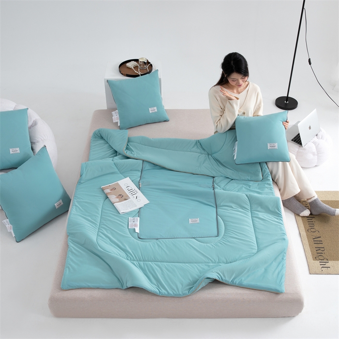 91家纺网 家纺一手货源 找家纺 照世 2024新款凉感丝贴布绣抱枕被 云水绿