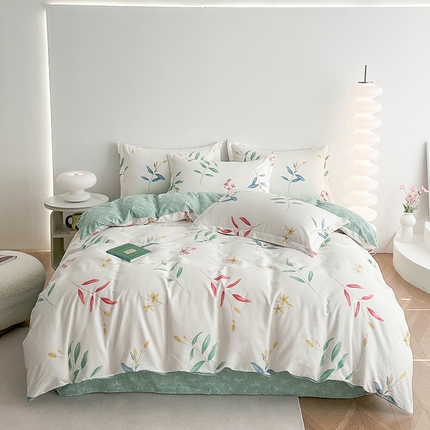 91家纺网 家纺一手货源 找家纺 凌云家纺 2025新款A类13372全棉床单款四件套学生宿舍三件套 缤纷初夏