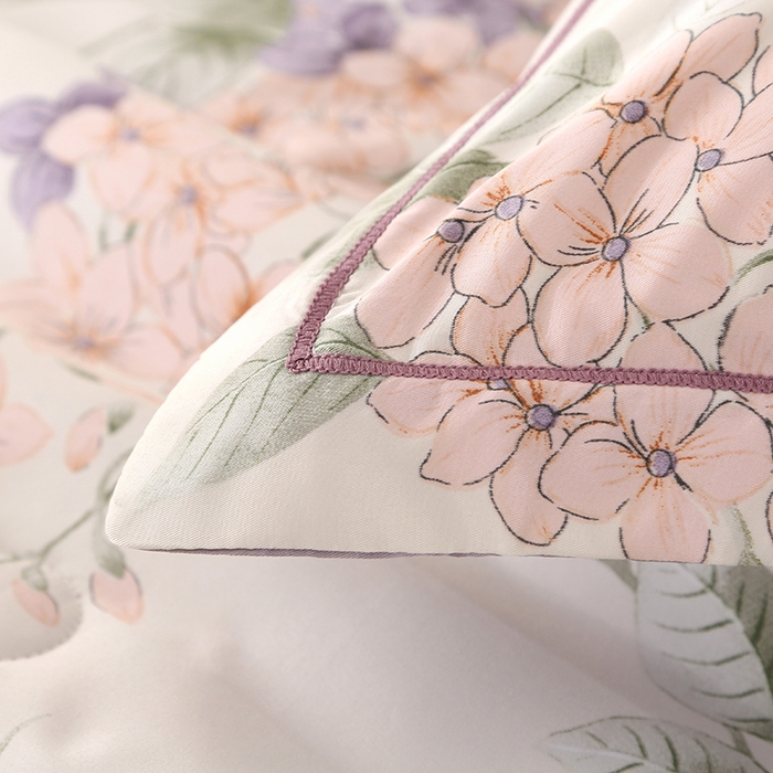 91家纺网 家纺一手货源 找家纺 富之航家纺 2024新款拼角宽边水洗天丝夏被四件套 紫藤花紫