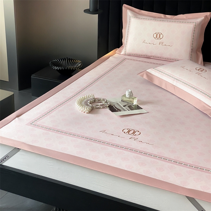 91家纺网 家纺一手货源 找家纺 三味舒屋 2025新款凉感抗菌防螨印花冰丝养生席手绘系列床席款【简欧】  安娜粉