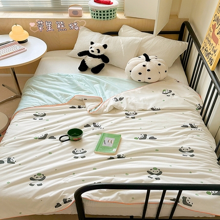 91家纺网 家纺一手货源 找家纺 顾里家纺 2024新款ins韩系华夫格夏凉被夏被空调被 苹果熊猫