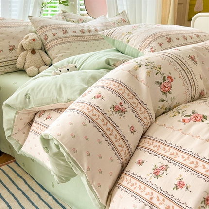 多品家纺 2024年直播爆款12868全棉四件套 夏日之恋