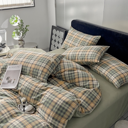 91家纺网 家纺一手货源 找家纺 （总）DoDo 兜兜 2024年新款全棉纯棉简约条格四件套可定制定做