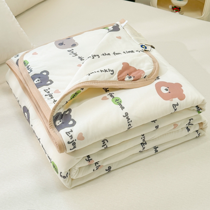 91家纺网 家纺一手货源 找家纺 葡萄家 2024新款A类母婴级大豆纤维牛奶丝针织棉夏凉被 字母小熊