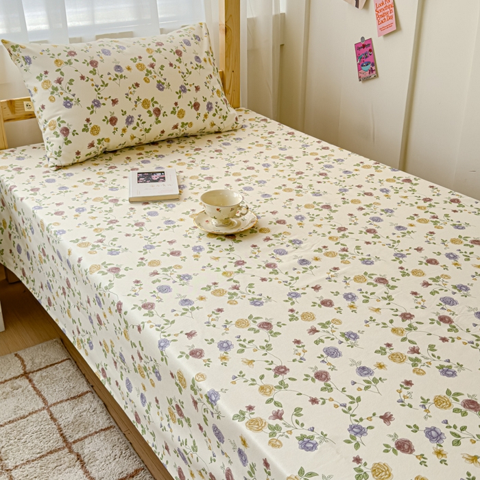 91家纺网 家纺一手货源 找家纺 金丝鸟 2024新款学生款A类全棉老粗布床单 花蔓