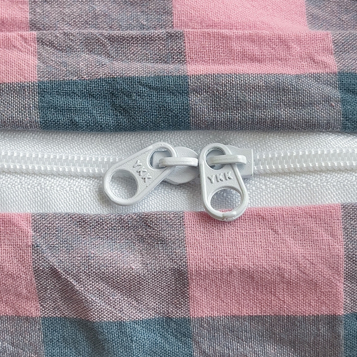 91家纺网 家纺一手货源 找家纺 大柏树 2025新款A类色织全棉水洗棉单品系列-单被套 粉灰小格