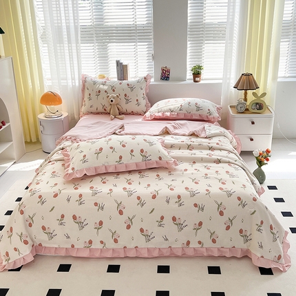 富之航 2024新款时尚舒适泡泡棉夏被四件套雅晴