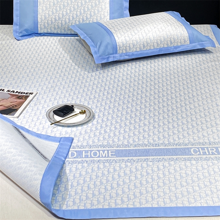 91家纺网 家纺一手货源 找家纺 启程家纺 2024新款A类轻奢600D数码印花冰藤席 迪宝系列 迪宝-蓝