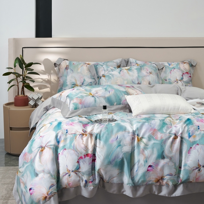 91家纺网 家纺一手货源 找家纺 榻尚家居 2024新款天丝棉数码印花四件套 水墨兰会员-20