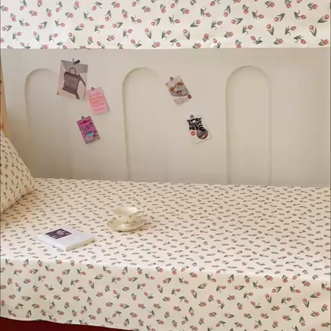 91家纺网 家纺一手货源 找家纺 金丝鸟 2024新款学生款A类全棉老粗布床单 花圃