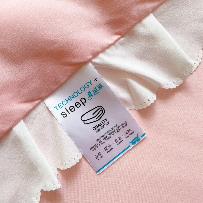 91家纺网 家纺一手货源 找家纺 沐慕 2024新款毛巾绣印花夏被四件套 蝴蝶结-粉