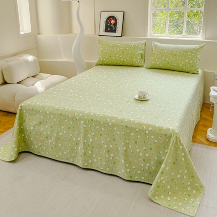 91家纺网 家纺一手货源 找家纺 金丝鸟 2024新款成人款A类全棉老粗布床单 花田