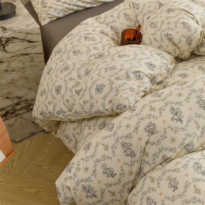 91家纺网 家纺一手货源 找家纺 瑞米家居 2024新款A类全棉针织棉四件套 觅风拾花