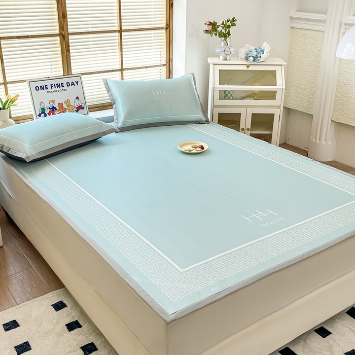 91家纺网 家纺一手货源 找家纺 栩裕纺织 2025款数码印花1200D碳光牛奶冰丝凉席 望绿川