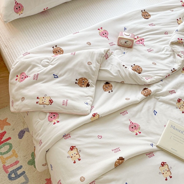 91家纺网 家纺一手货源 找家纺 沐慕 2024新款小清新加厚亲肤针织棉夏被 甜甜圈