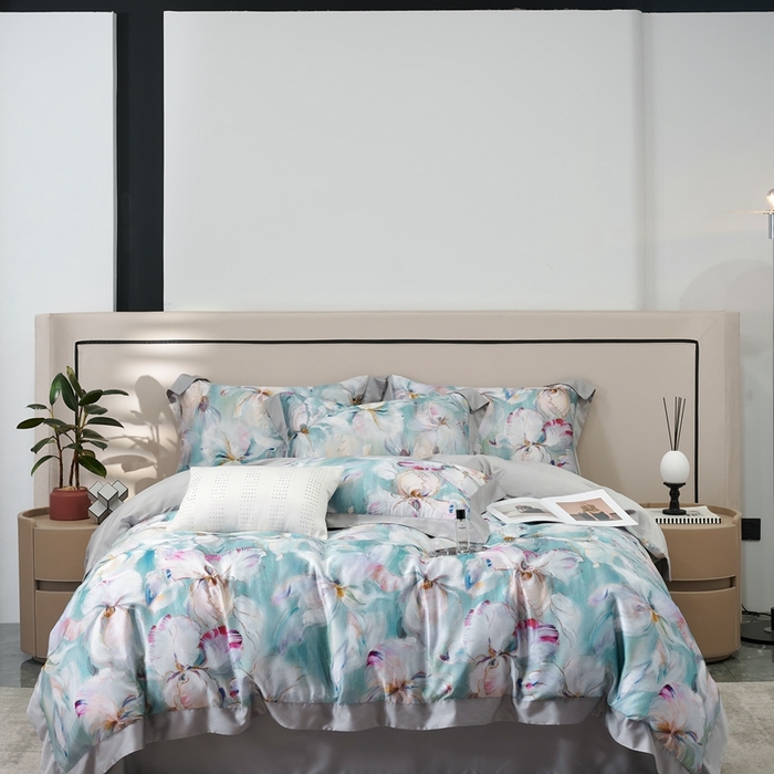 91家纺网 家纺一手货源 找家纺 榻尚家居 2024新款天丝棉数码印花四件套 水墨兰会员-20