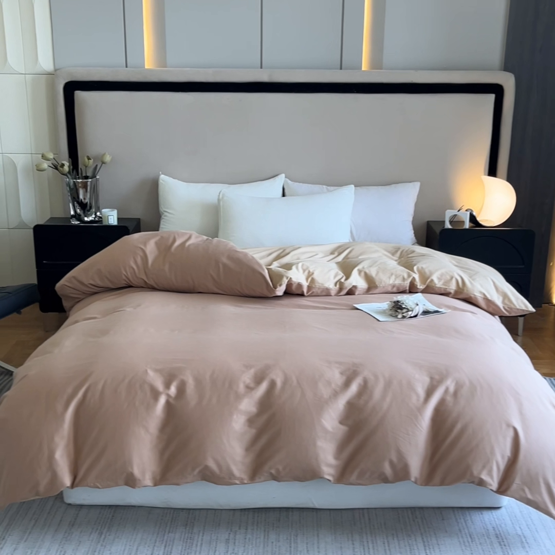 91家纺网 家纺一手货源 找家纺 澳梵2024新款60s全棉纯色单品被套 茶棕-奇遇金