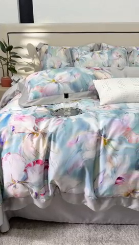 91家纺网 家纺一手货源 找家纺 榻尚家居 2024新款天丝棉数码印花四件套 水墨兰会员-20