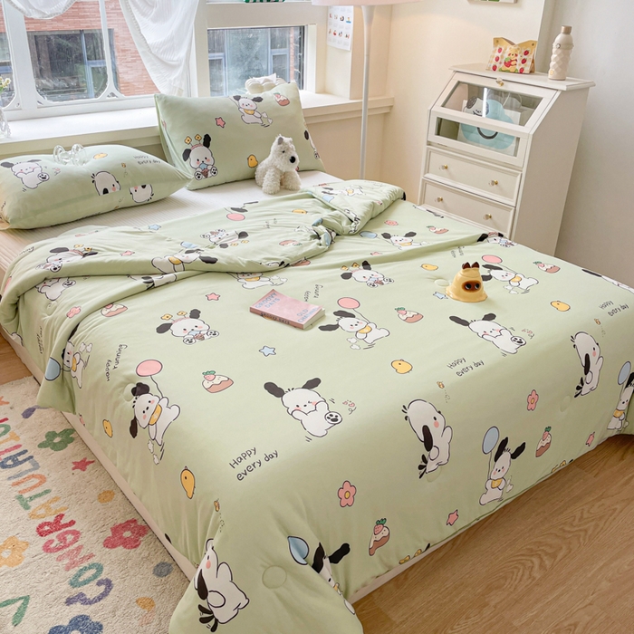 91家纺网 家纺一手货源 找家纺 沐慕 2024新款小清新加厚亲肤针织棉夏被 皮皮狗