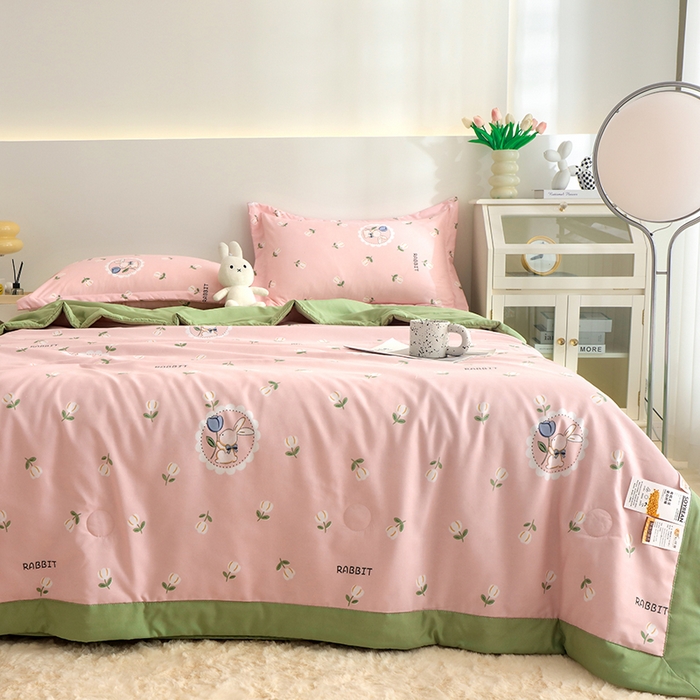 91家纺网 家纺一手货源 找家纺 优布加 2024新款水洗棉大豆被夏被大豆纤维空调被夏凉被 蔷薇