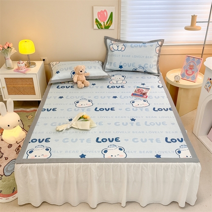 沐慕 2024新款小清新印花冰藤席空调席系列 冰藤-字母萌宝