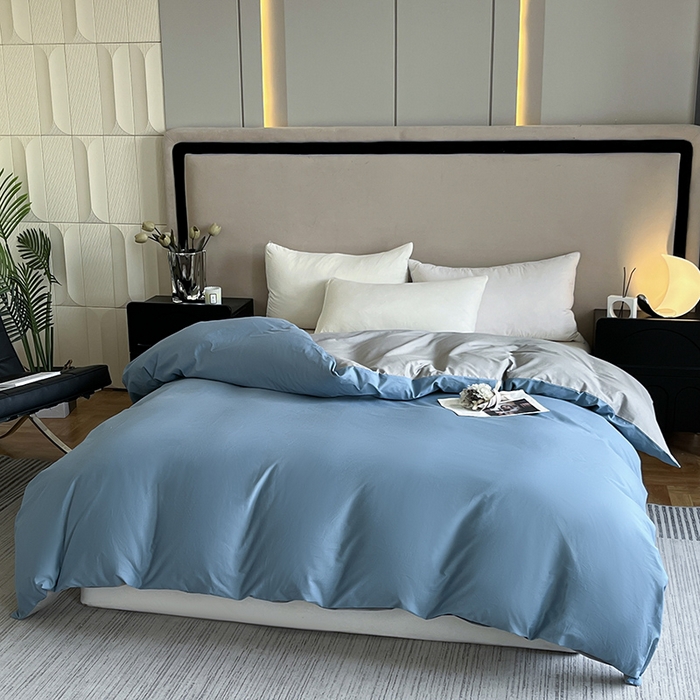 91家纺网 家纺一手货源 找家纺 澳梵2024新款60s全棉纯色单品被套 莱茵蓝-椰子灰
