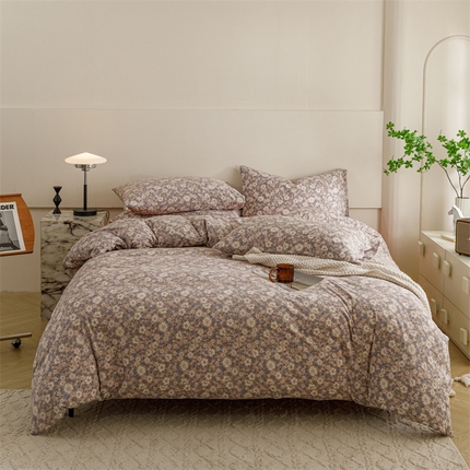 91家纺网 家纺一手货源 找家纺 瑞米家居 2024新款A类全棉针织棉四件套 芸莎-棕