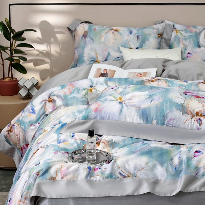 91家纺网 家纺一手货源 找家纺 榻尚家居 2024新款天丝棉数码印花四件套 水墨兰会员-20