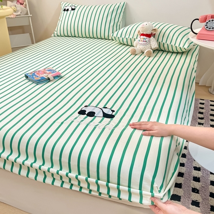 雅居纺家纺 2024新款全棉绣花A类老粗布单品系列 老粗布-萌仔熊猫