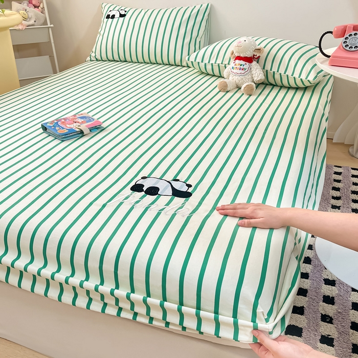 91家纺网 家纺一手货源 找家纺 雅居纺家纺 2024新款全棉绣花A类老粗布单品系列 老粗布-萌仔熊猫