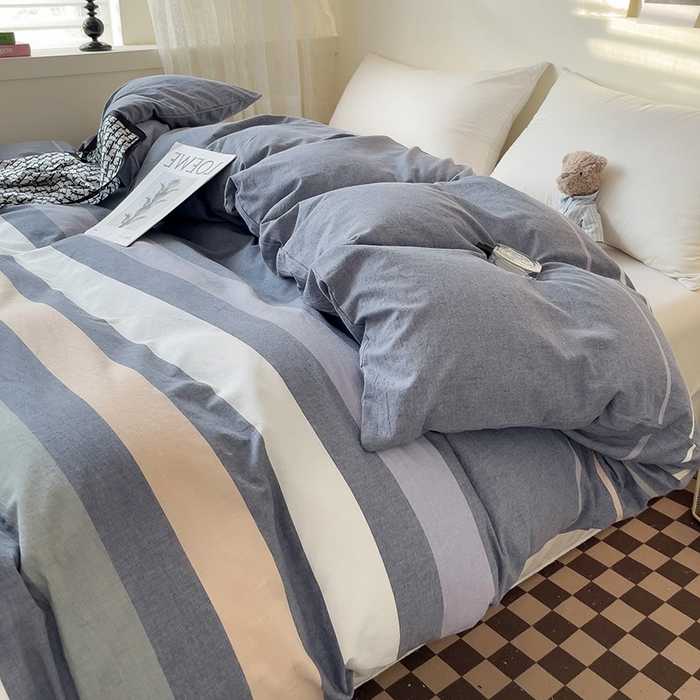 91家纺网 家纺一手货源 找家纺 大柏树 2025新款A类色织全棉水洗棉单品系列-单被套 流年灰