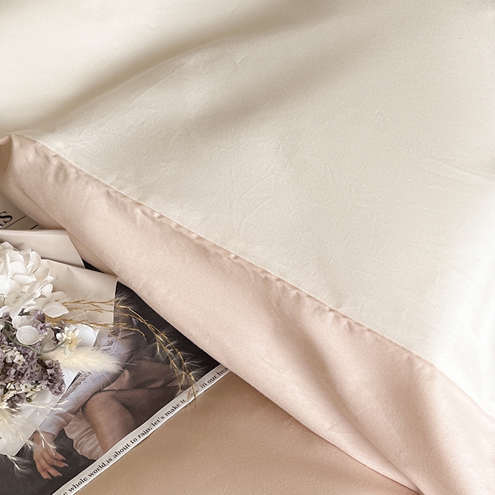 91家纺网 家纺一手货源 找家纺 澳梵2024新款60s全棉纯色单品被套 奶昔白-白桃粉