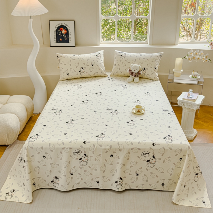 91家纺网 家纺一手货源 找家纺 金丝鸟 2024新款成人款A类全棉老粗布床单 小白狗