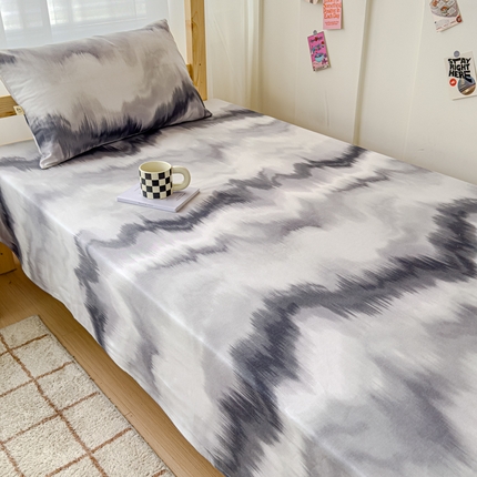 91家纺网 家纺一手货源 找家纺 金丝鸟 2024新款学生款A类全棉老粗布床单 水墨