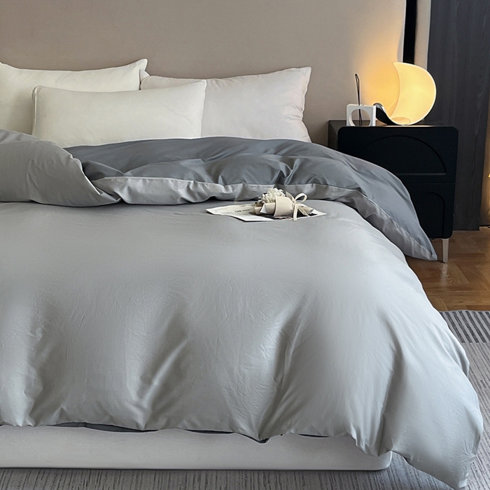 91家纺网 家纺一手货源 找家纺 澳梵2024新款60s全棉纯色单品被套 椰子灰-月岩灰