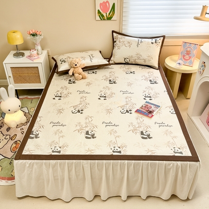 沐慕 2024新款小清新印花冰藤席空调席系列 冰藤-竹子熊猫棕