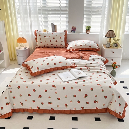 富之航 2024新款时尚舒适泡泡棉夏被四件套每日鲜