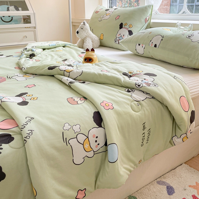 91家纺网 家纺一手货源 找家纺 沐慕 2024新款小清新加厚亲肤针织棉夏被 皮皮狗