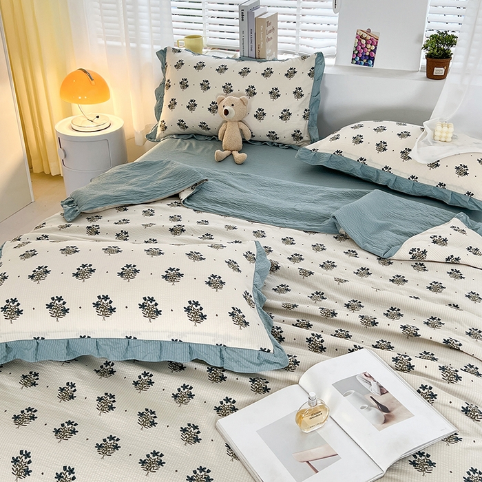 91家纺网 家纺一手货源 找家纺 富之航 2024新款时尚舒适泡泡棉夏被四件套晴朗