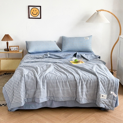 91家纺网 家纺一手货源 找家纺 （总）帕芬鸟家纺 2025新款色织水洗棉棉花夏被四件套