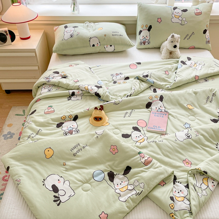 91家纺网 家纺一手货源 找家纺 沐慕 2024新款小清新加厚亲肤针织棉夏被 皮皮狗