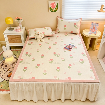 91家纺网 家纺一手货源 找家纺 （总）沐慕 2024新款小清新印花冰藤席空调席系列