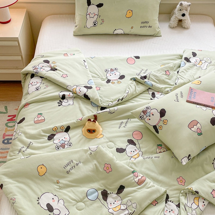 91家纺网 家纺一手货源 找家纺 沐慕 2024新款小清新加厚亲肤针织棉夏被 皮皮狗