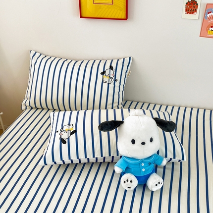 雅居纺家纺 2024新款全棉绣花A类老粗布单品系列-单枕套 老粗布-Happy小狗